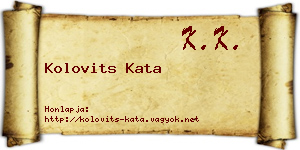 Kolovits Kata névjegykártya